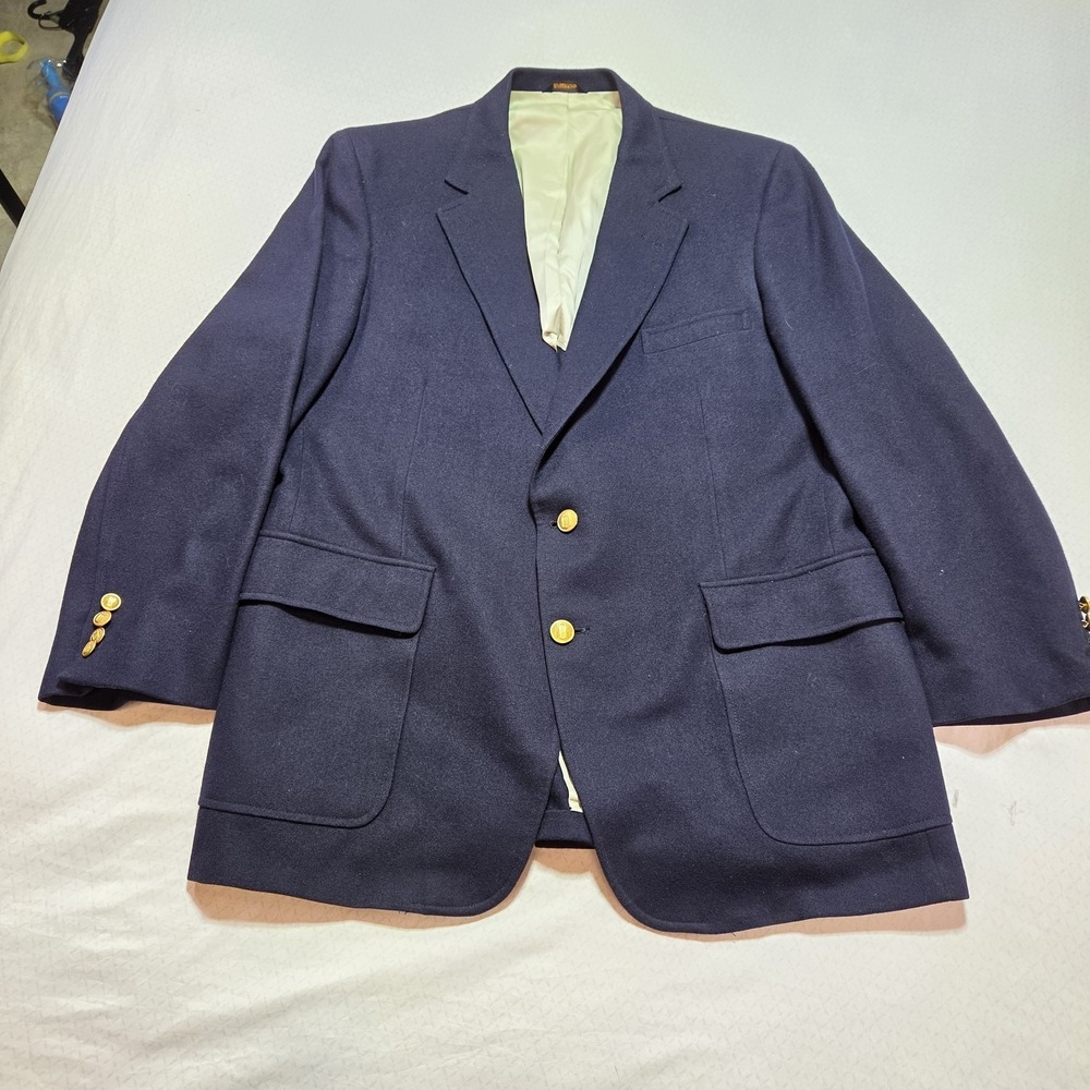 Corbin of Huntington Navy Blazer Mens 44R Gold Button USA Made Wool Classic